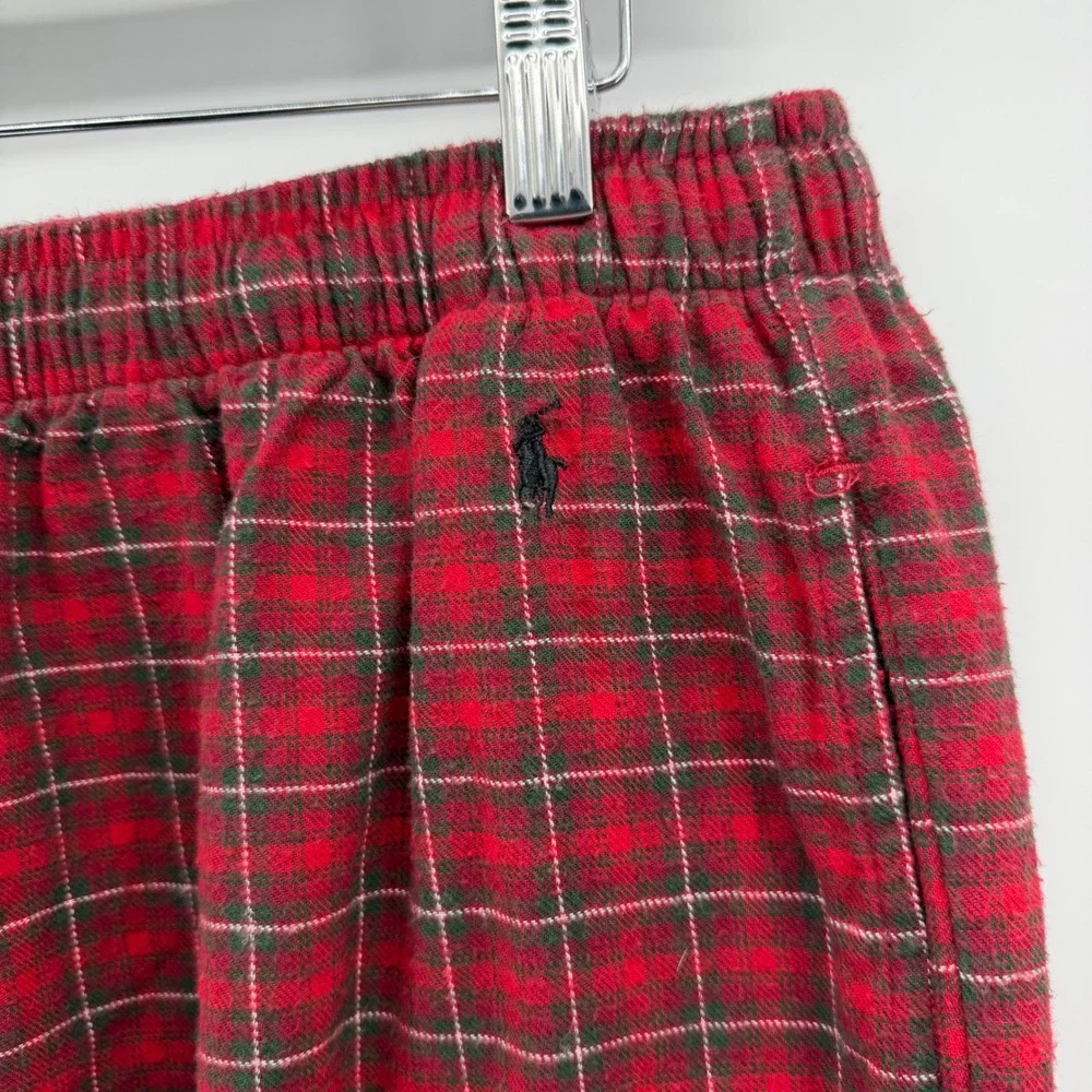 Polo Ralph Lauren Pajama Pants Mens XL Red Green Plaid Cotton Flannel Loungewear
